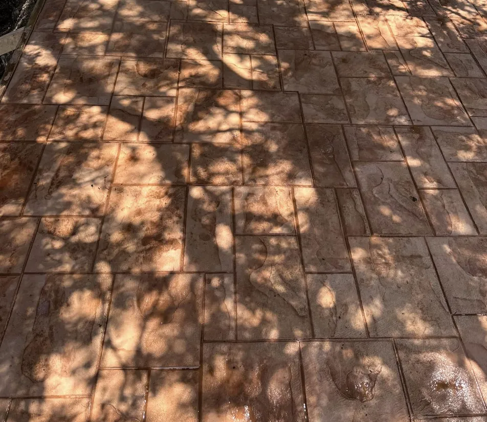 Colored stamped concrete project in Tulsa, Oklahoma