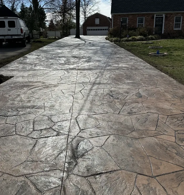 Stamped concrete driveway in Tulsa, OK